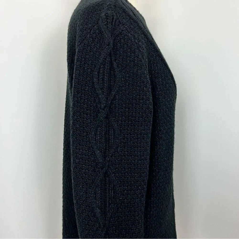 KARL LAGERFELD Black Chunky Knit Scoop Neck Sweater Size Small